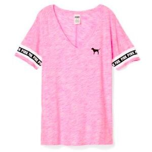 Victoria secrets pink boyfriend v neck tee pink